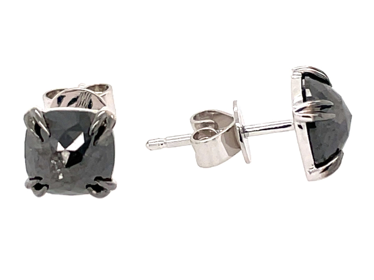 ROSE CUT BLACK DIAMOND EARRING STUD