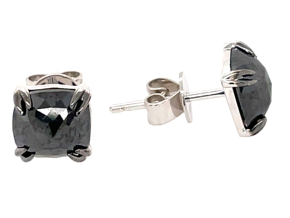 ROSE CUT BLACK DIAMOND EARRING STUD
