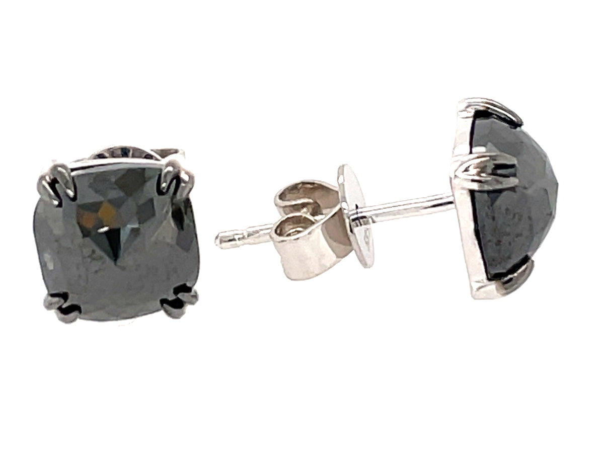 ROSE CUT BLACK DIAMOND EARRING STUD