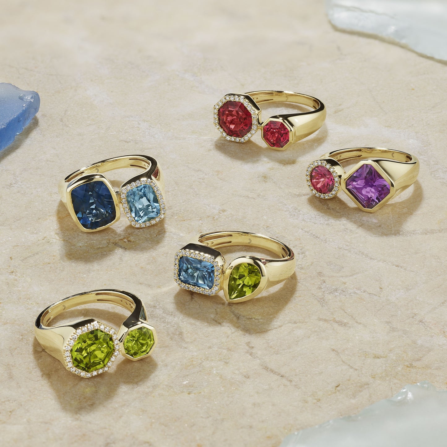 Amethyst & Rhodolite Toi Et Moi Ring